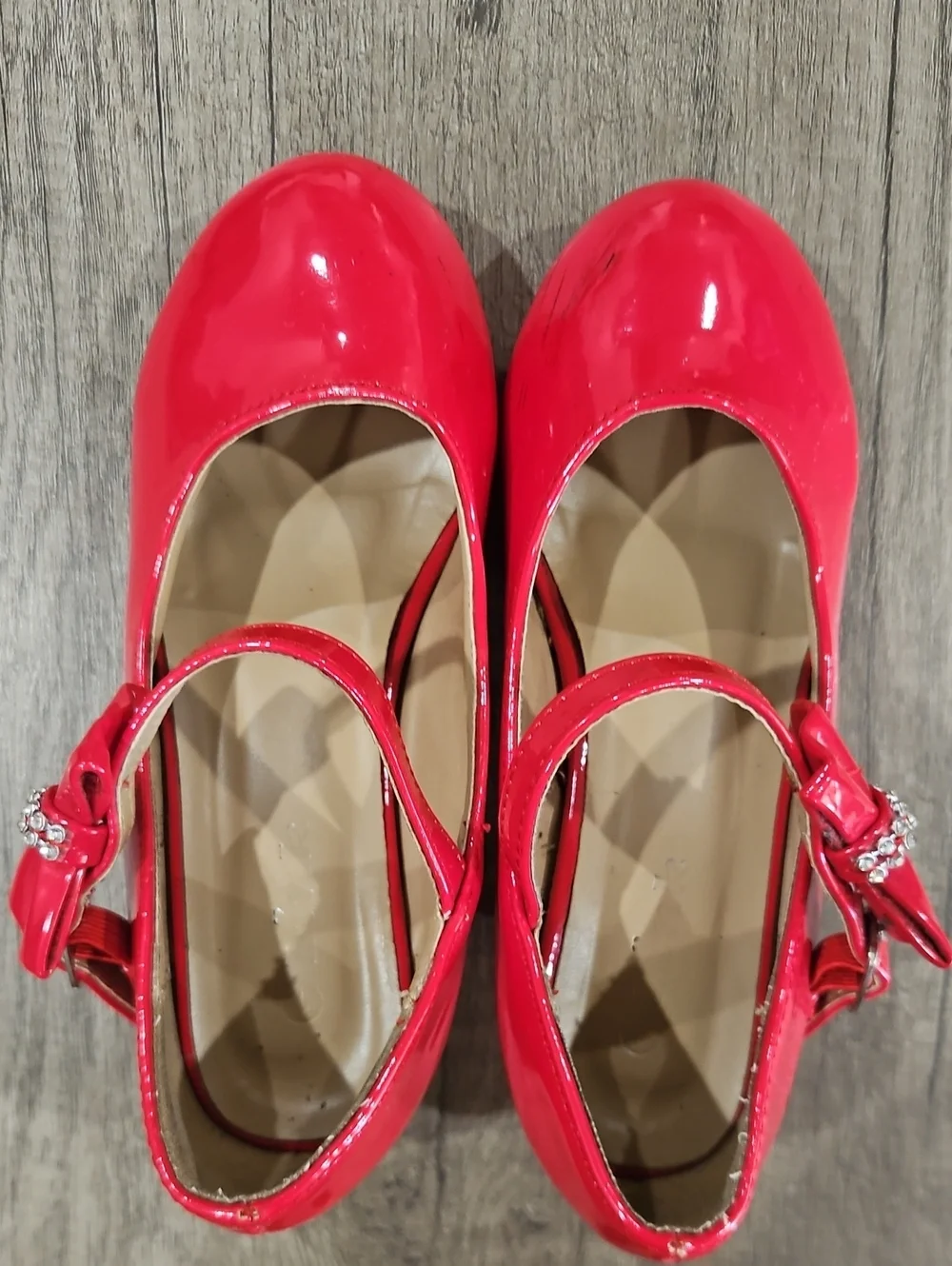 Link Girls Red Patent Mary Jane Heels with Bow Accent size 1